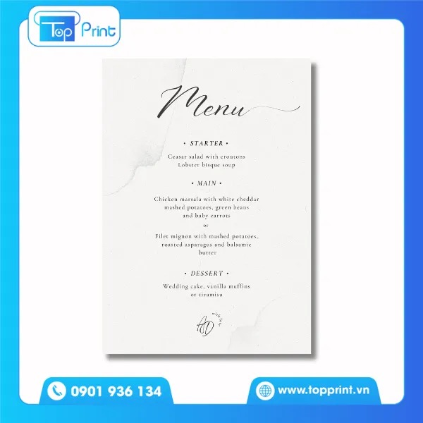 Mẫu Menu tiệc cưới mẫu đẹp