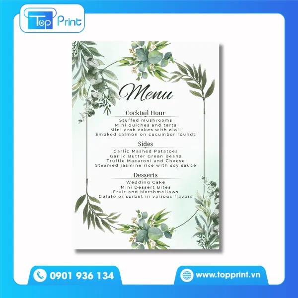 Mẫu Menu tiệc cưới hot nhất hiện nay