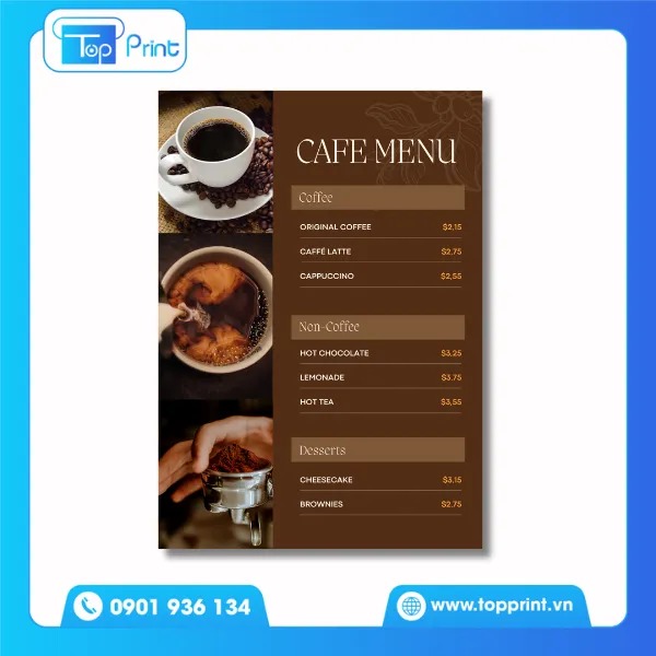 Mẫu Menu quán cà phê cao cấp