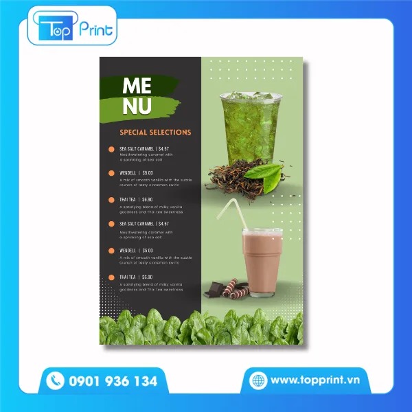 Mẫu Menu cà phê, trà sữa cute