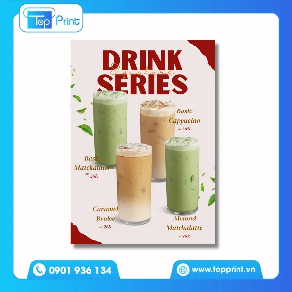 Mẫu Menu cà phê, trà sữa để bàn