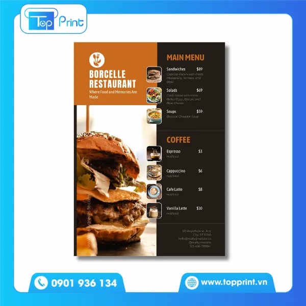 Mẫu Menu quán ăn nhanh đẹp