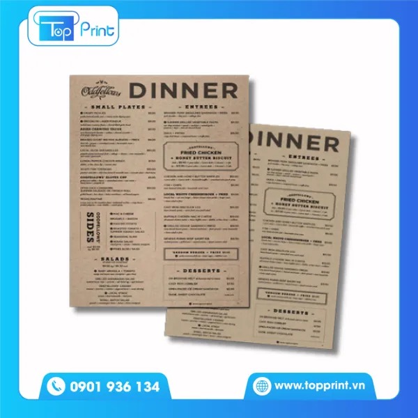 Menu giấy