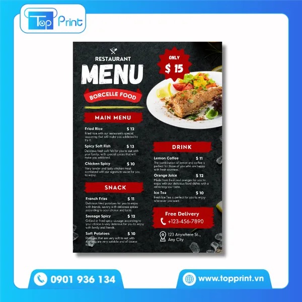 Mẫu menu nhà hàng giá rẻ