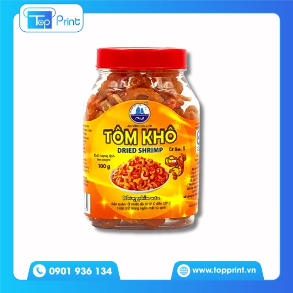 Tem nhãn dán hộp tôm khô