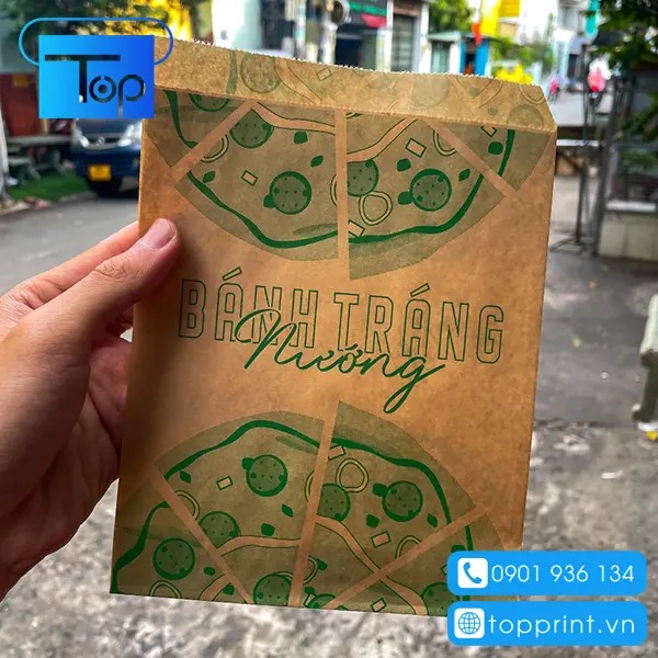 Dịch vụ in túi giấy đựng bánh tráng nướng số lượng ít tại HCM & Hà Nội