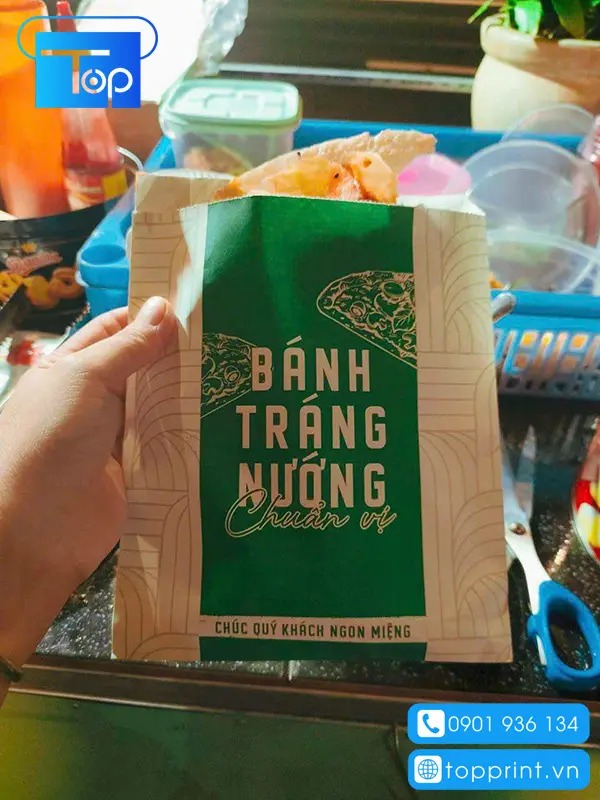Mẫu túi giấy đựng bánh tráng nướng đơn giản