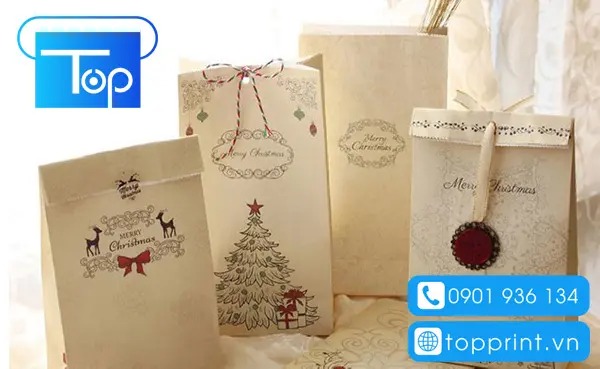 Mẫu túi giấy xi măng không quai đựng quà noel