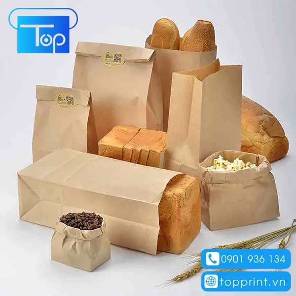 Mẫu túi giấy xi măng không quai đựng bánh mì