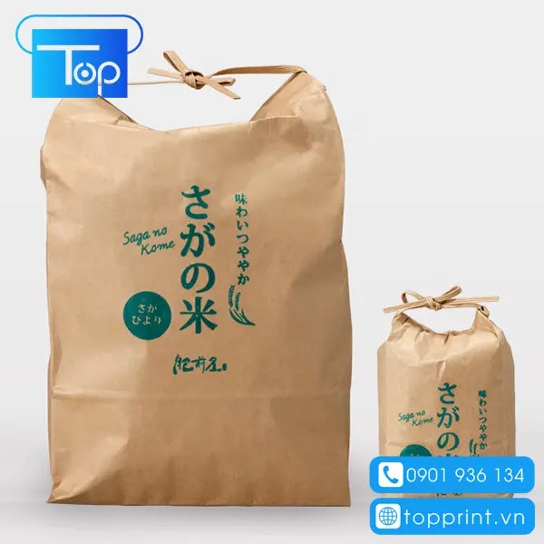 Mẫu túi giấy đựng gạo bằng giấy kraft đơn giản