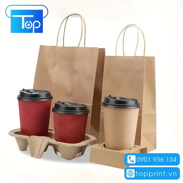 Mẫu túi giấy đựng trà sữa đơn giản