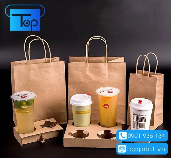 In ấn túi giấy đựng trà sữa giá rẻ tại HCM & Hà Nội