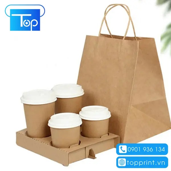 Mẫu túi giấy đựng trà sữa bằng giấy kraft
