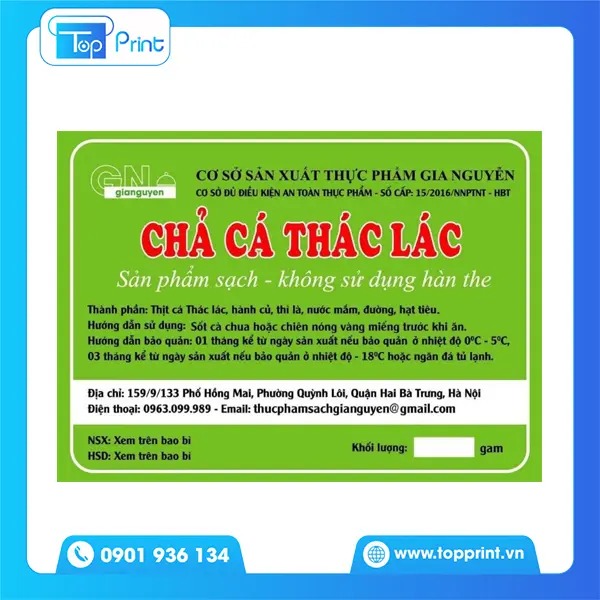 Mẫu tem chả cá đơn giản