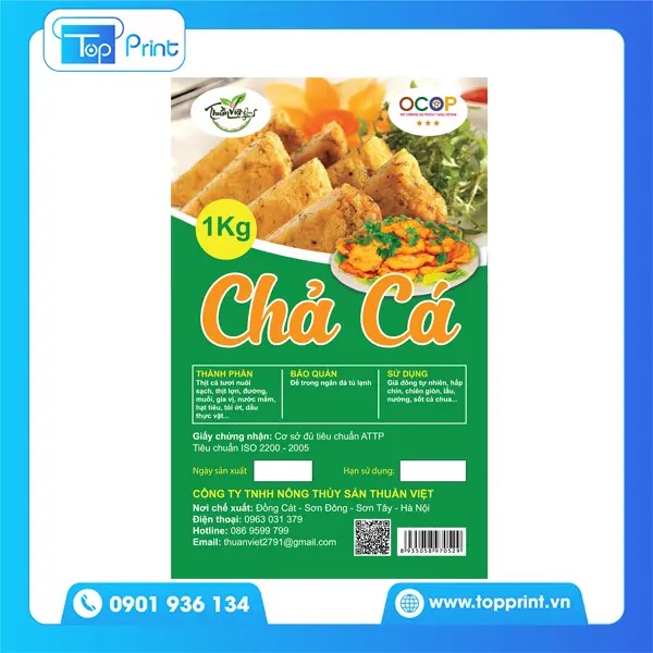 Mẫu tem chả cá đạt chuẩn OCOP