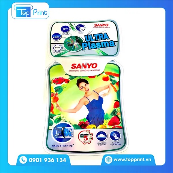 Mẫu tem dán tủ lạnh Sanyo đẹp