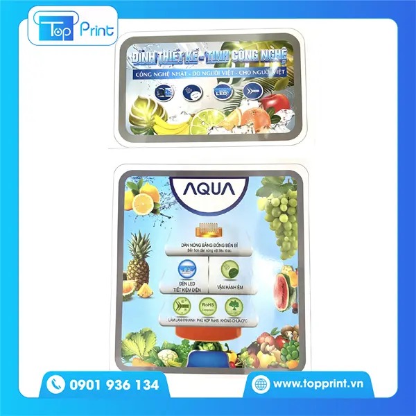 Mẫu tem dán tủ lạnh Aqua ấn tượng