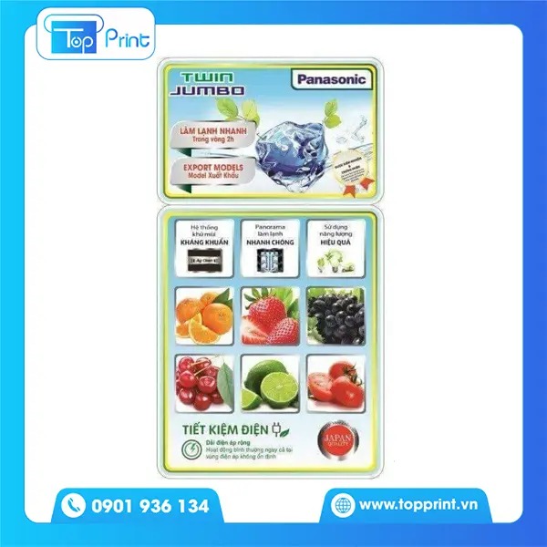 Mẫu tem dán tủ lạnh Panasonic ấn tượng