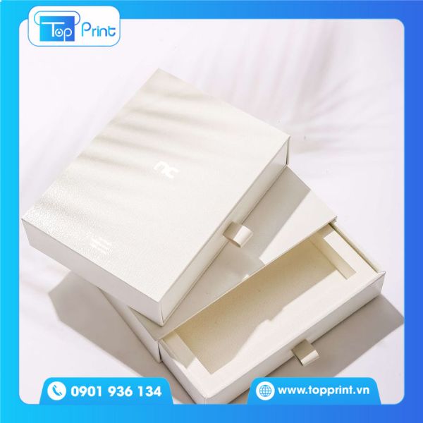 Mẫu hộp giấy trắng nắp kéo
