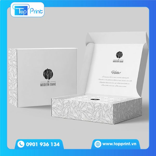Hộp giấy trắng họa tiết