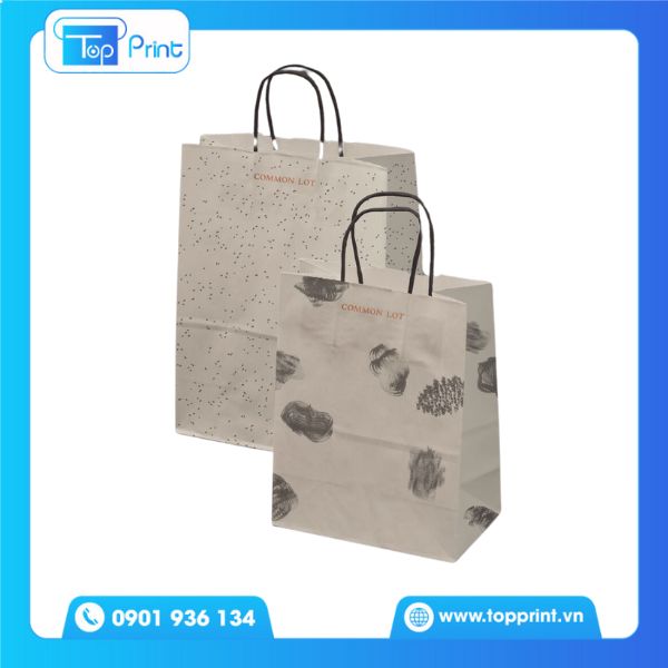 Túi giấy Kraft trắng được thiết kế 2 quai cầm tiện lợi