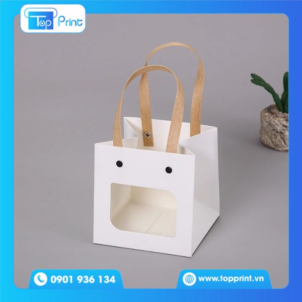 Mẫu túi giấy vuông cửa sổ màu trắng