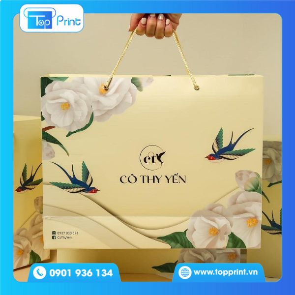 Mẫu túi giấy đựng Yến sào làm bằng giấy bìa cứng Ivory 