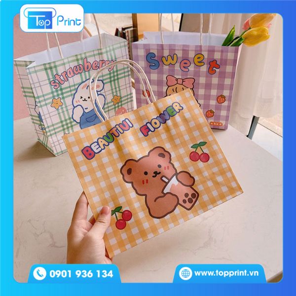 Mẫu Túi Giấy Cute Cho Tiệm Trà Sữa