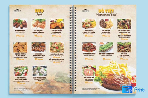 In Menu Nhà Hàng [Thực Đơn] Giá Rẻ TPHCM