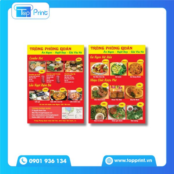 Tờ rơi nhà hàng, tờ rơi quán ăn