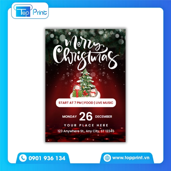 Tờ Rơi Noel Tạo Cảm Giác Mùa Đông Tuyết Rơi 