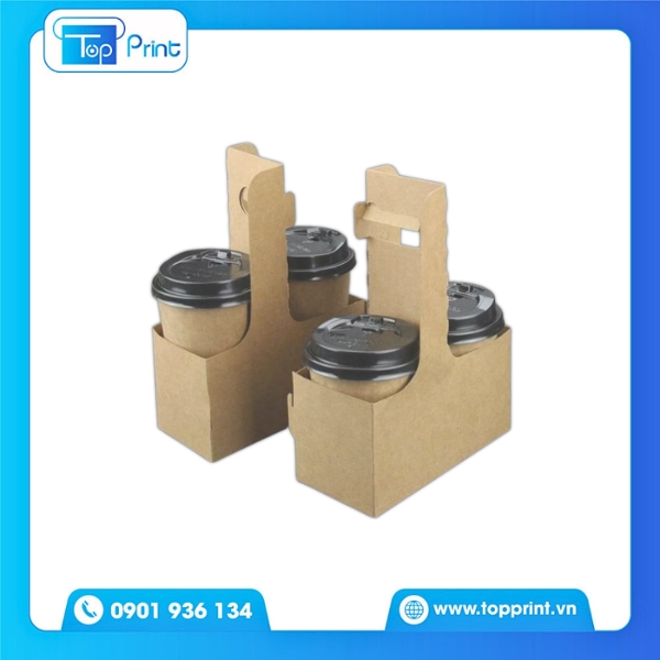 Túi Giấy 2 Ngăn Đựng Coffee Đơn Giản