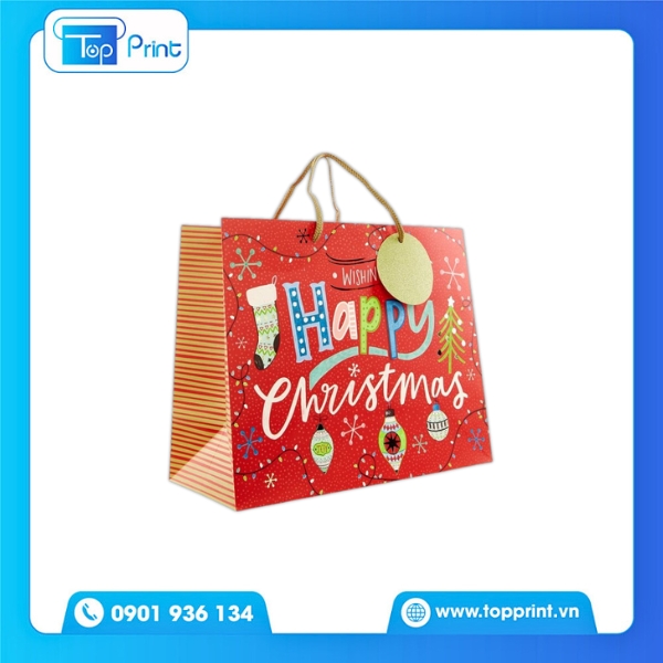 Túi Giấy Noel Với Họa Tiết Tuyết Rơi