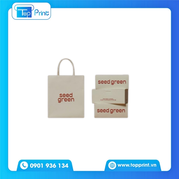Túi Giấy Take Away Seed Green Màu Trắng Tinh Tế