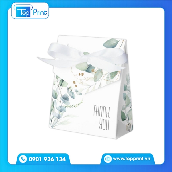 Túi Giấy Thank You Màu Trắng Hoa Văn Bắt Mắt