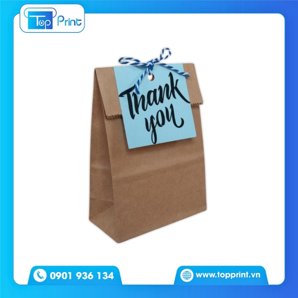 Túi Giấy Thank You Màu Nâu Xanh Nhẹ Nhàng