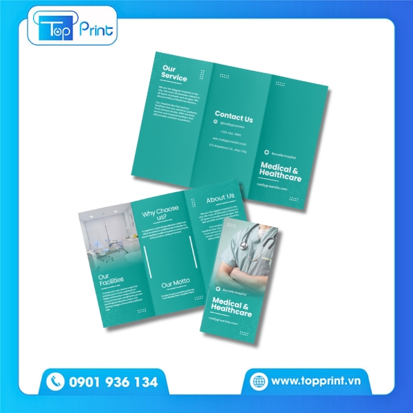 Mẫu Brochure Bệnh Viện Khổ A4 Gấp 3 Mặt