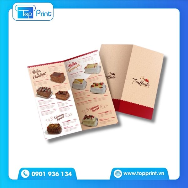 Brochure Menu Gấp 2 Bánh Ngọt Đơn Giản