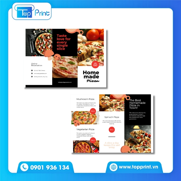 Brochure Pizza Tối Giản và Chuyên Nghiệp