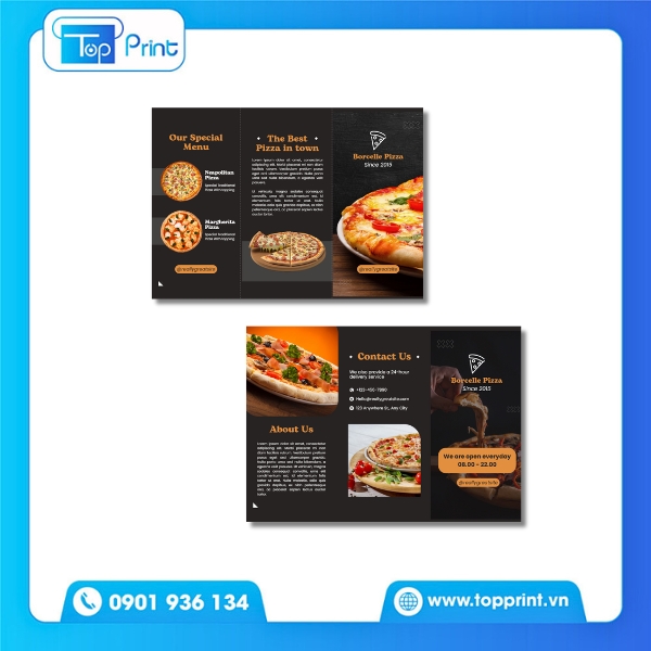 Mẫu Brochure Pizza Menu Đa Dạng Các Loại Pizza