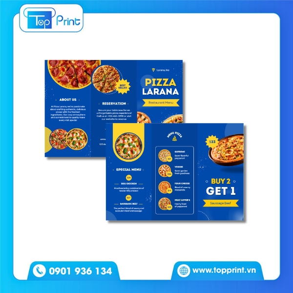 Mẫu Brochure Pizza Menu Đồ Uống và Pizza