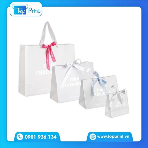 Túi giấy có nơ xanh pastel dịu dàng