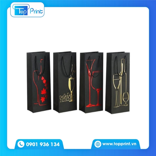 Túi Giấy Đựng Rượu Màu Đen Cứng Cáp Đẳng Cấp
