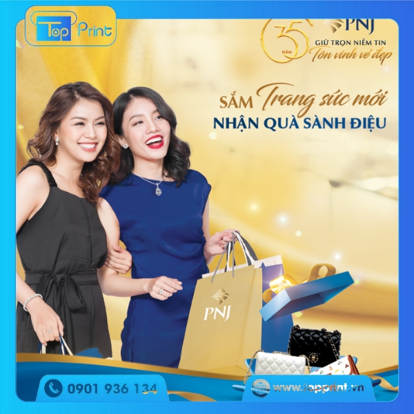 Túi Giấy PNJ Phối Màu Vàng Ánh Kim Đẳng Cấp 