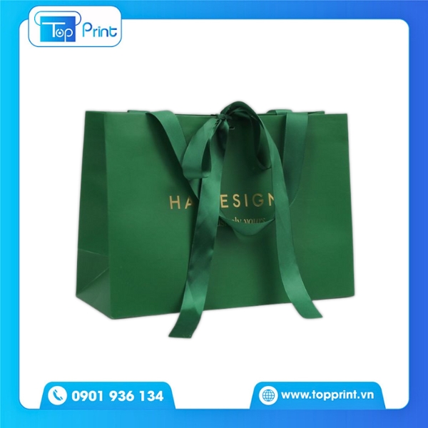 Túi Giấy Quai Lụa Màu Xanh Lá Đẹp Mắt