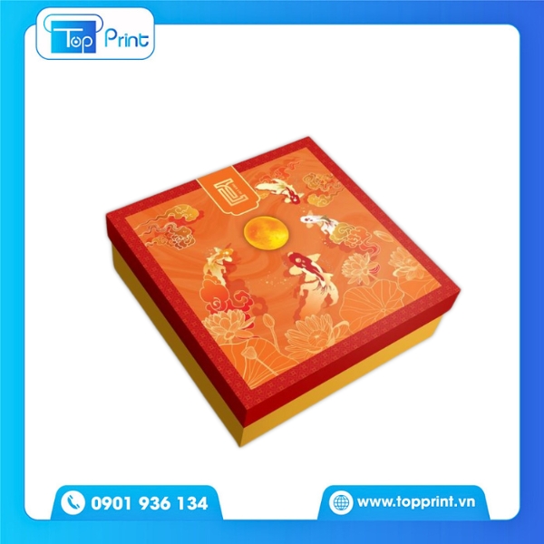 Hộp Giấy Bánh Trung Thu Cán Màng Mờ Thanh Lịch