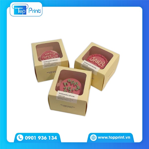 Hộp Giấy Đựng Bánh Cupcake Đẹp Có Nắp Trong Suốt