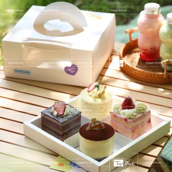Mẫu Hộp Giấy Đựng Bánh Cupcake 4 Ô Sang Trọng 
