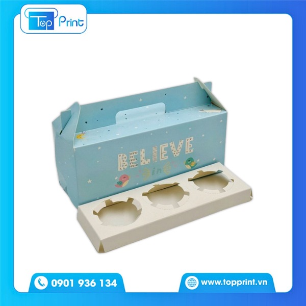 In Hộp Giấy Đựng Bánh Cupcake Theo Thương Hiệu Riêng