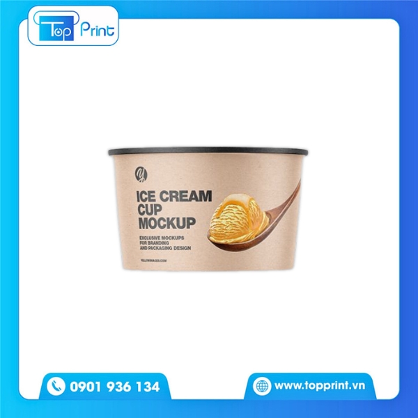 Mẫu Hộp Giấy Kraft Tròn ICE CREAM CUP
